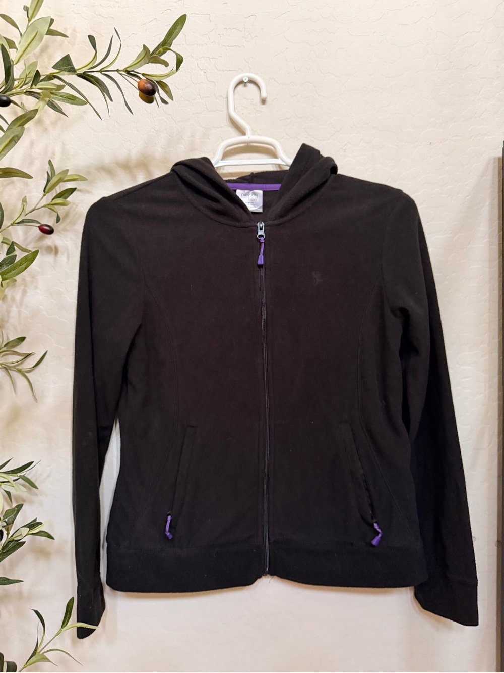 Danskin Now Black Hoodie with Purple Trim